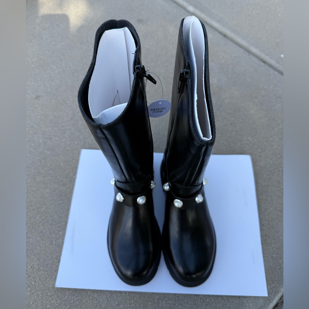 Black Leather Girl Boots